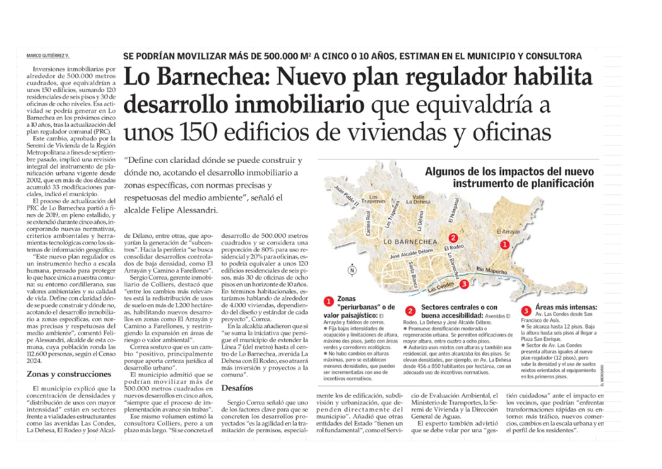 Lo Barnechea: Nuevo plan regulador habilita desarrollo inmobiliario que equivaldría a unos 150 edificios de viviendas y oficinas